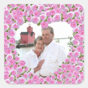 Rosa ros Heart Fyrkantigt Klistermärke