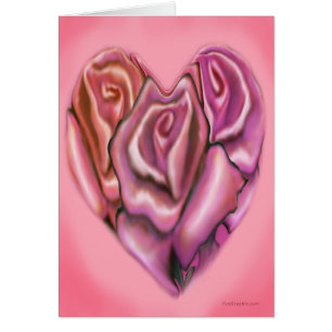 Rosa ros Heart Hälsningskort