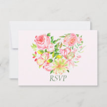 Rosa ros hjärtats RSVP-kort