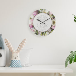 Rosa ros Home Blating Hebrew och Engelska Stor Klocka