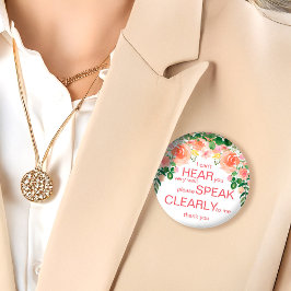 Rosa ros, hörselbricka | Jag är dövets stift Knapp