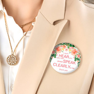 Rosa ros, hörselbricka   Jag är dövets stift Knapp