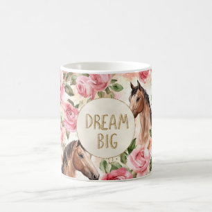 Rosa ros Horses Guld Glitter Dream Kaffemugg