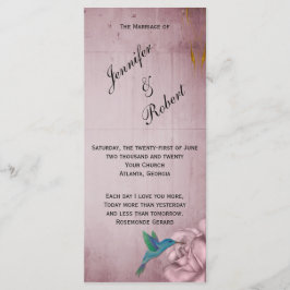 Rosa ros Hummingbird Bröllopsprogram Program