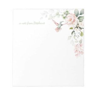  Rosa ros Hummingbird Greenery Anteckningsblock
