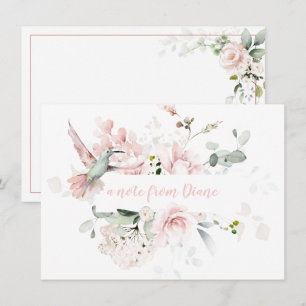 Rosa ros, Hummingbird, Sage Grönt Greenery Anteckningskort