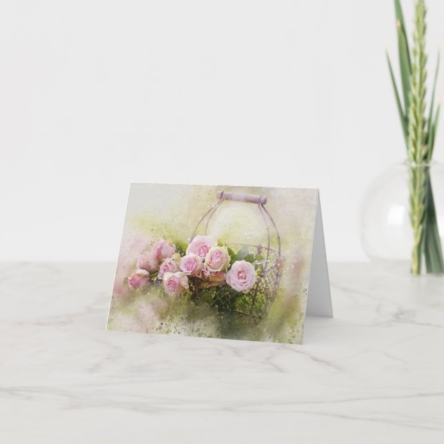 Rosa ros i Basket tackkort (Framsida)
