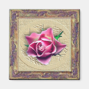 Rosa ros i Canvas Ram Magnet