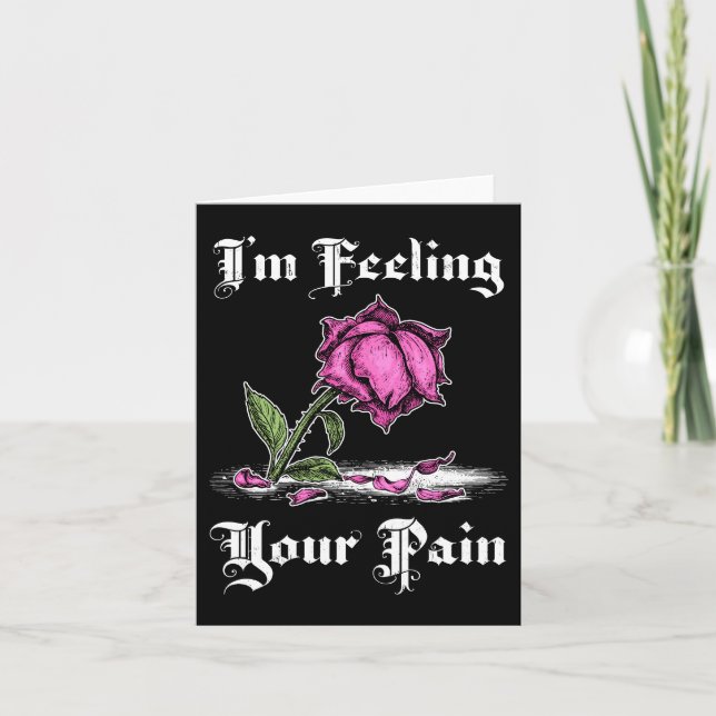 Rosa ros i förtvivlan vit text kort (Framsida)