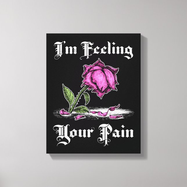 Rosa ros i Förtvivlvit text Canvastryck (Framsida)