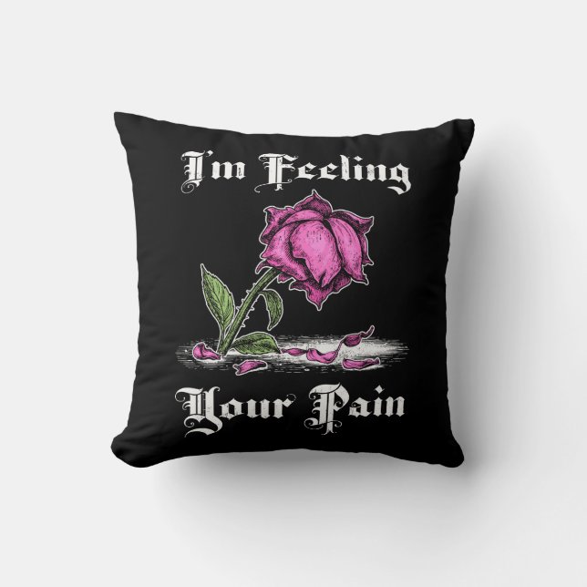 Rosa ros i Förtvivlvit text Kudde (Framsida)