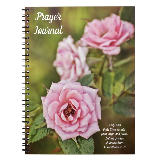 Rosa ros i Garden Prayer Journal Anteckningsbok (Framsidan)