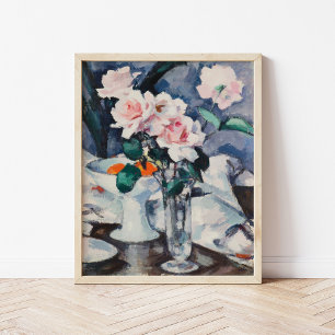 Rosa ros i Glass Vas Samuel John Peploe Poster