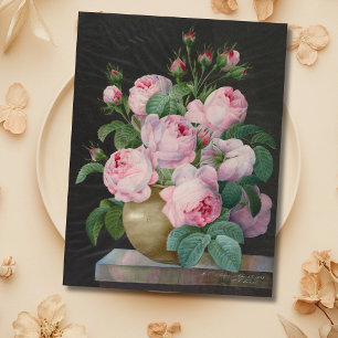 Rosa ros i Vas - Pierre Joseph Redouté Vykort