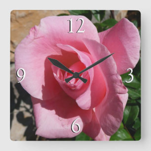Rosa ros III Garden Blommigt Fyrkantig Klocka