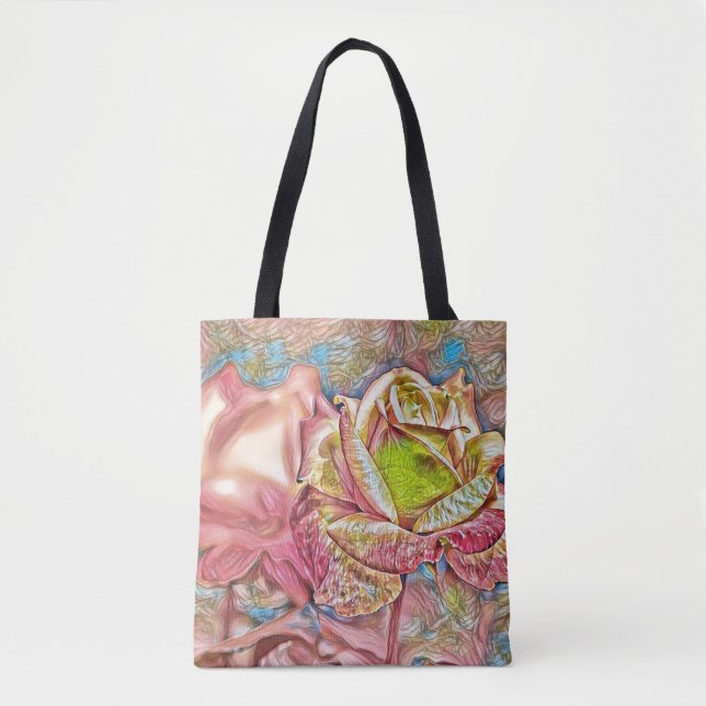 Rosa ros Illustration Art Tote Bag Tygkasse (Framsida)