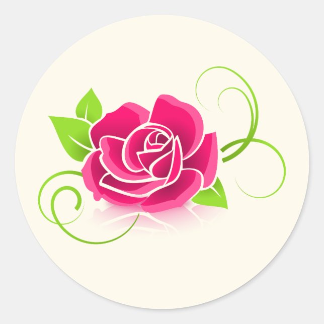 Rosa ros Illustration Runt Klistermärke (Framsida)