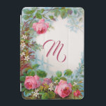ROSA ROS, JASMINES Blommigt Fantasy Monogram iPad Mini Skydd<br><div class="desc">Elegant,  färgstark,  romantisk vintage stil blommigt design Röd, rosa ros, grönt löv, vita jasminor av BALDESIGN3D.</div>
