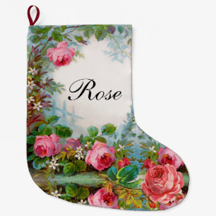 ROSA ROS ,JASMINES BLOMMIGT RED GEMSTONE MONOGRAM STOR JULSTRUMPA
