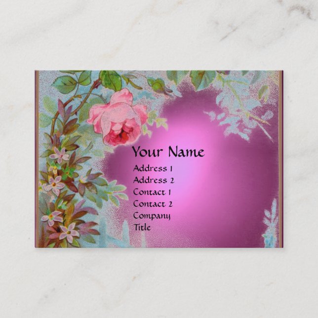ROSA ROS & JASMINES MONOGRAM GEM STONE ,Fuchsia Visitkort (Framsida)