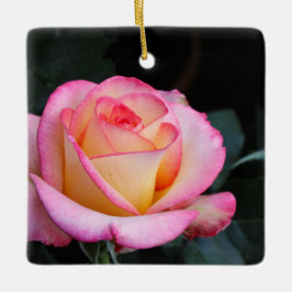 Rosa ros julgransprydnad keramik