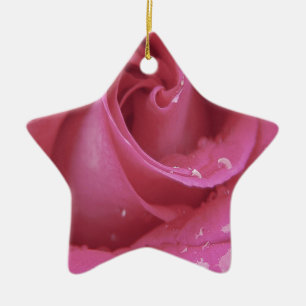 Rosa ros julgransprydnad keramik