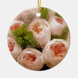 Rosa ros julgransprydnad keramik