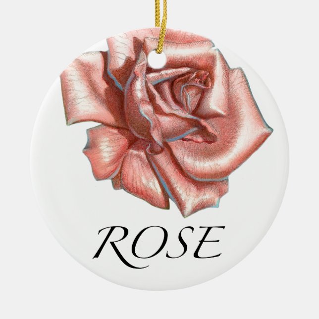 Rosa ros julgransprydnad keramik (Framsidan)