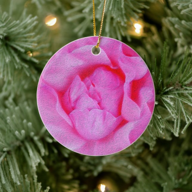 rosa ros julgransprydnad keramik (Träd)