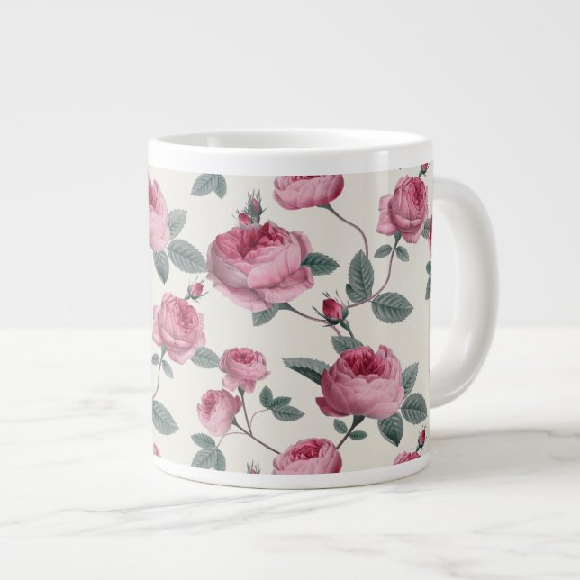 Rosa ros jumbo mugg (Framsida höger)