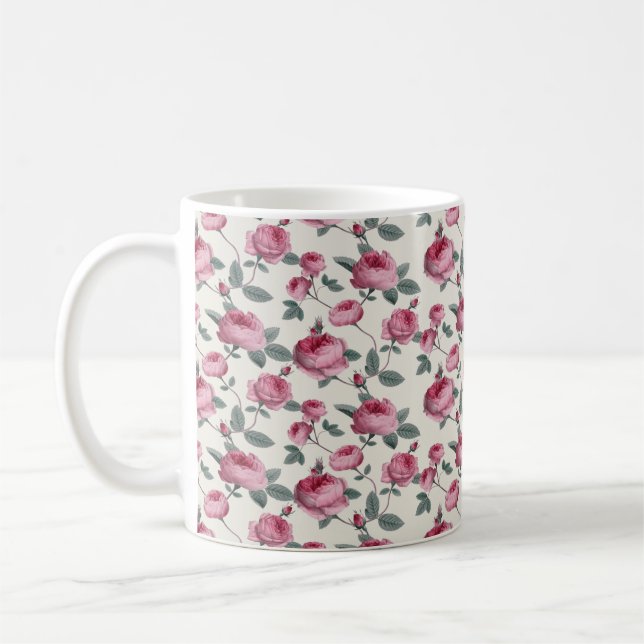 Rosa ros kaffemugg (Vänster)