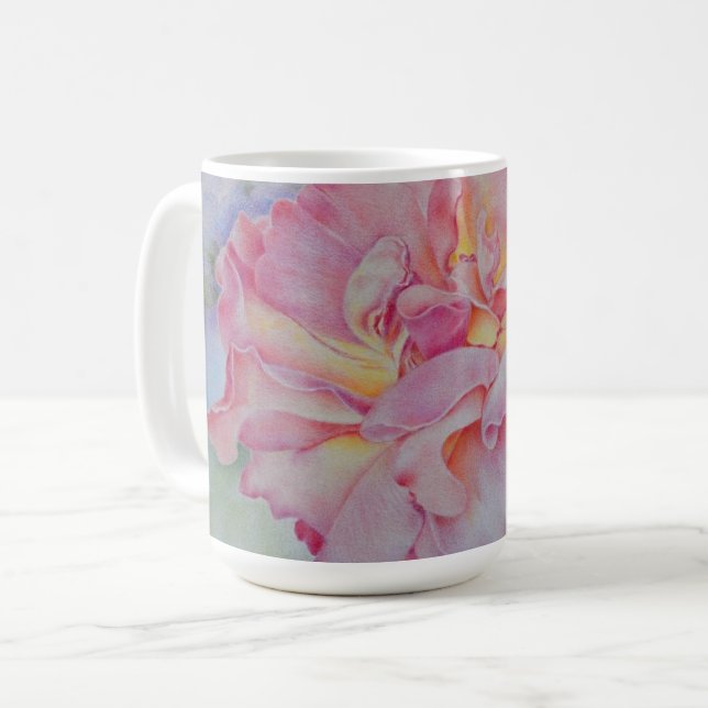 Rosa ros  kaffemugg (Framsida vänster)