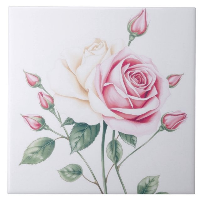 Rosa ros kakelplatta (Framsidan)