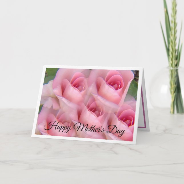 Rosa ros Kaleidoscope Mors dag Helgdag Card Helgkort (Framsida)