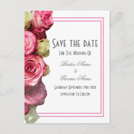 Rosa ros kant bröllop save the date meddelande vykort