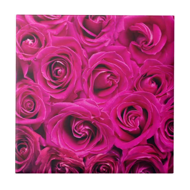 Rosa ros (Kärlek och Romantik) Kakelplatta (Framsidan)