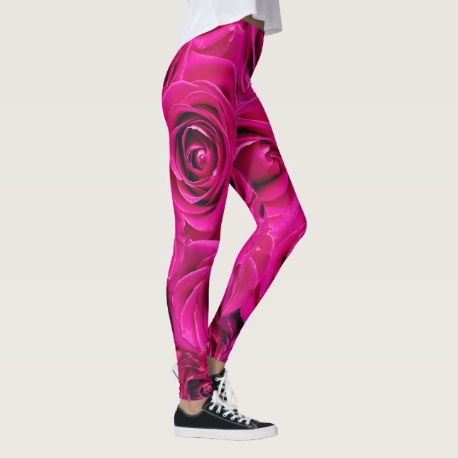 Rosa ros (Kärlek och Romantik) Leggings (Höger)