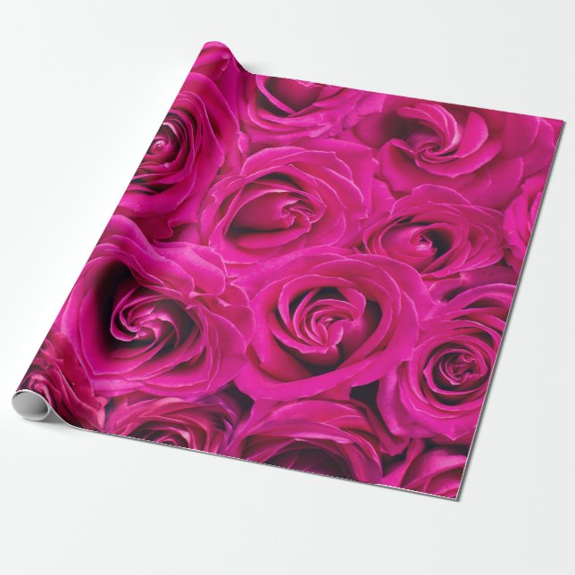 Rosa ros (Kärlek och Romantik) Presentpapper (Utrullad)