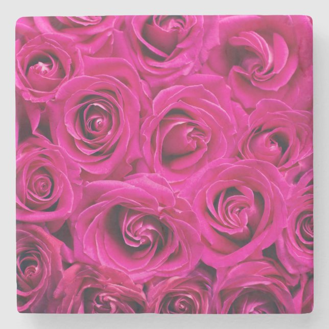Rosa ros (Kärlek och Romantik) Stenunderlägg (Framsidan)