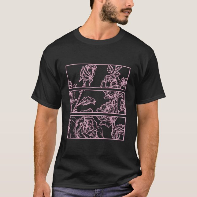 Rosa ros Kawaii Aesthetic Soft Grunge Pastel Har T Shirt (Framsida)