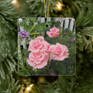 rosa ros keramisk prydnadsföremål julgransprydnad keramik