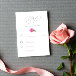 Rosa Ros Klassisk Minimalistisk Bröllop OSA Kort