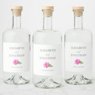 Rosa Ros Klassisk Minimalistisk Bröllop Spritflaskor Etikett