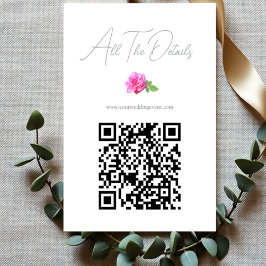 Rosa Ros Klassisk Minimalistisk Bröllopsdetalj Tilläggskort
