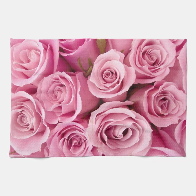 rosa ros kollage kökshandduk (Horisontell)