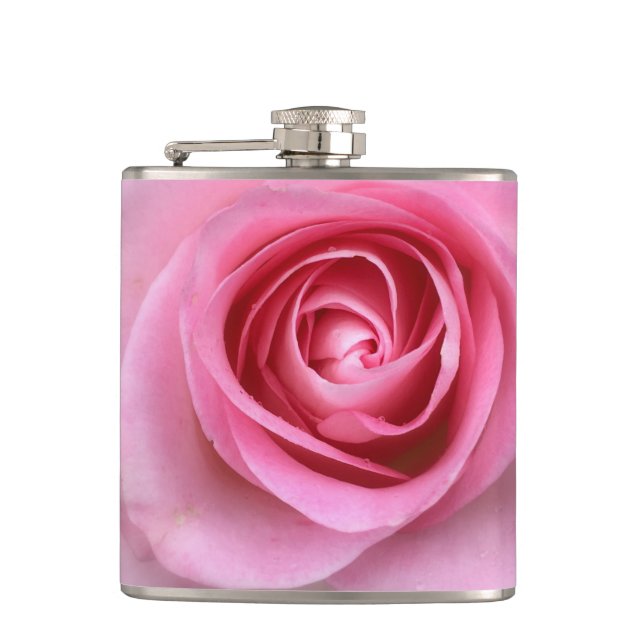 Rosa ros-kolv Vanyl Wrapped Flask Fickplunta (Framsidan)