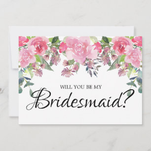 Rosa ros kommer du att bli mitt Bridesmaid-kort Inbjudningar