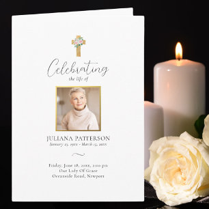 Rosa ros Kor Foton - Funeral Order of Service Program