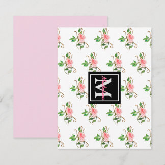  Rosa ros-kort för platt anteckning Anteckningskort