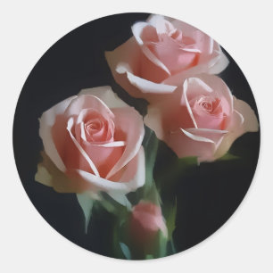 Rosa ros-kuggar runt klistermärke